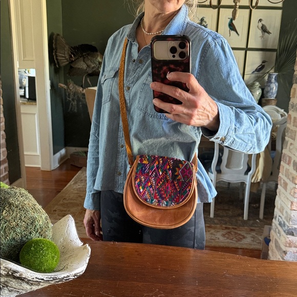 Handbags - Woven Textile Leather Crossbody Bag Boho Ethnic Southwestern Festival Statement